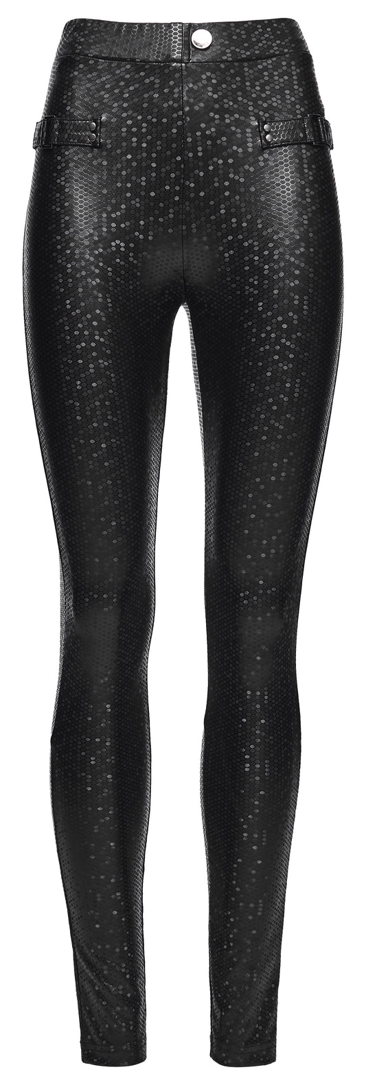 Punk Rave Ravenna Leggings – High-Rise Black Prism Finish with Buckle Detail and Pockets