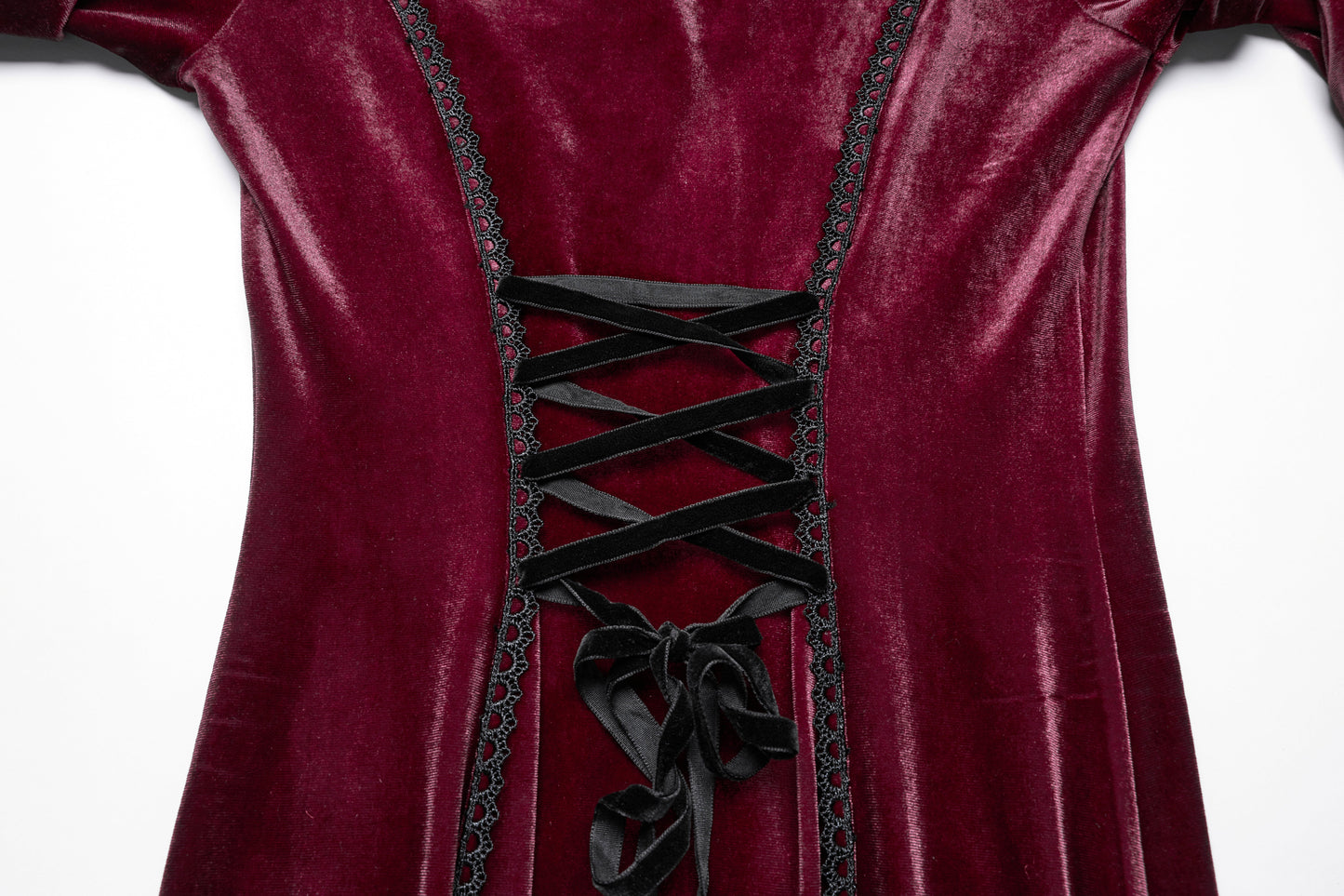 Full view of the stunning flared skirt of the Punk Rave Isolde Dress, designed for dramatic movement and a captivating silhouette.