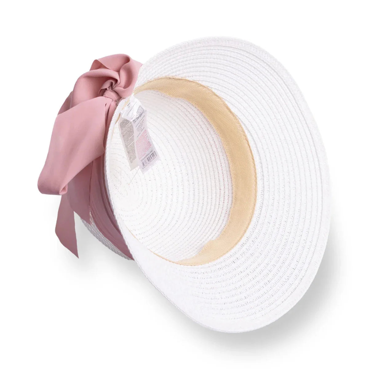 HelloBaby Baby Girl Straw Ribbon Hat - White