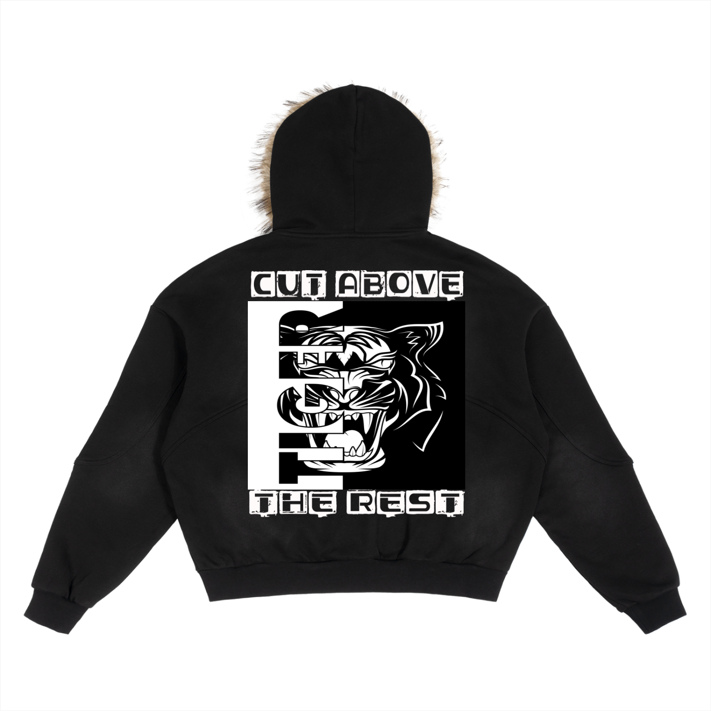 Close-up view of the luxury sun fade boxy hoodie featuring intricate fabric texture, ideal for a sophisticated yet casual look.