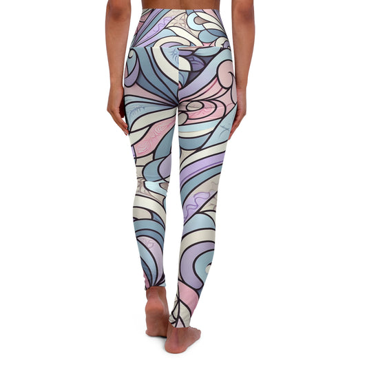 Dazzling Dreams Studio Pastel Gradient High-Waisted Leggings showcasing luxurious blend of pink, purple, and blue hues, perfect for stylish yoga and casual wear.