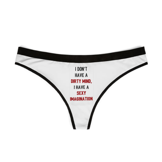 Elegant thong for women with a cheeky message, perfect for special gifts, showcasing a bold print that adds charm and allure.