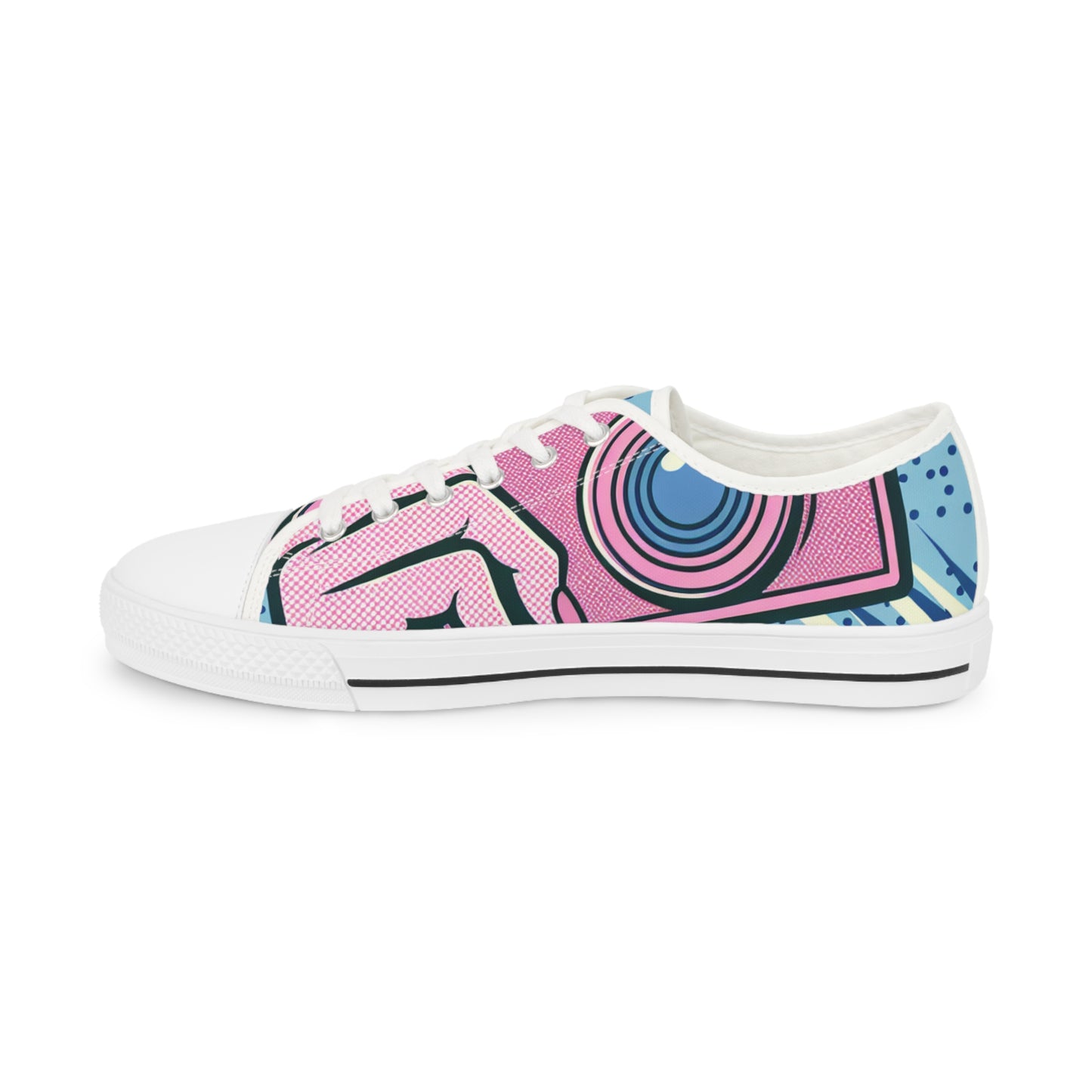 Lana Boltstrike Stylish Lowtop Sneakers by Printify worn casually, demonstrating their versatility and chic appeal in a vibrant urban setting.