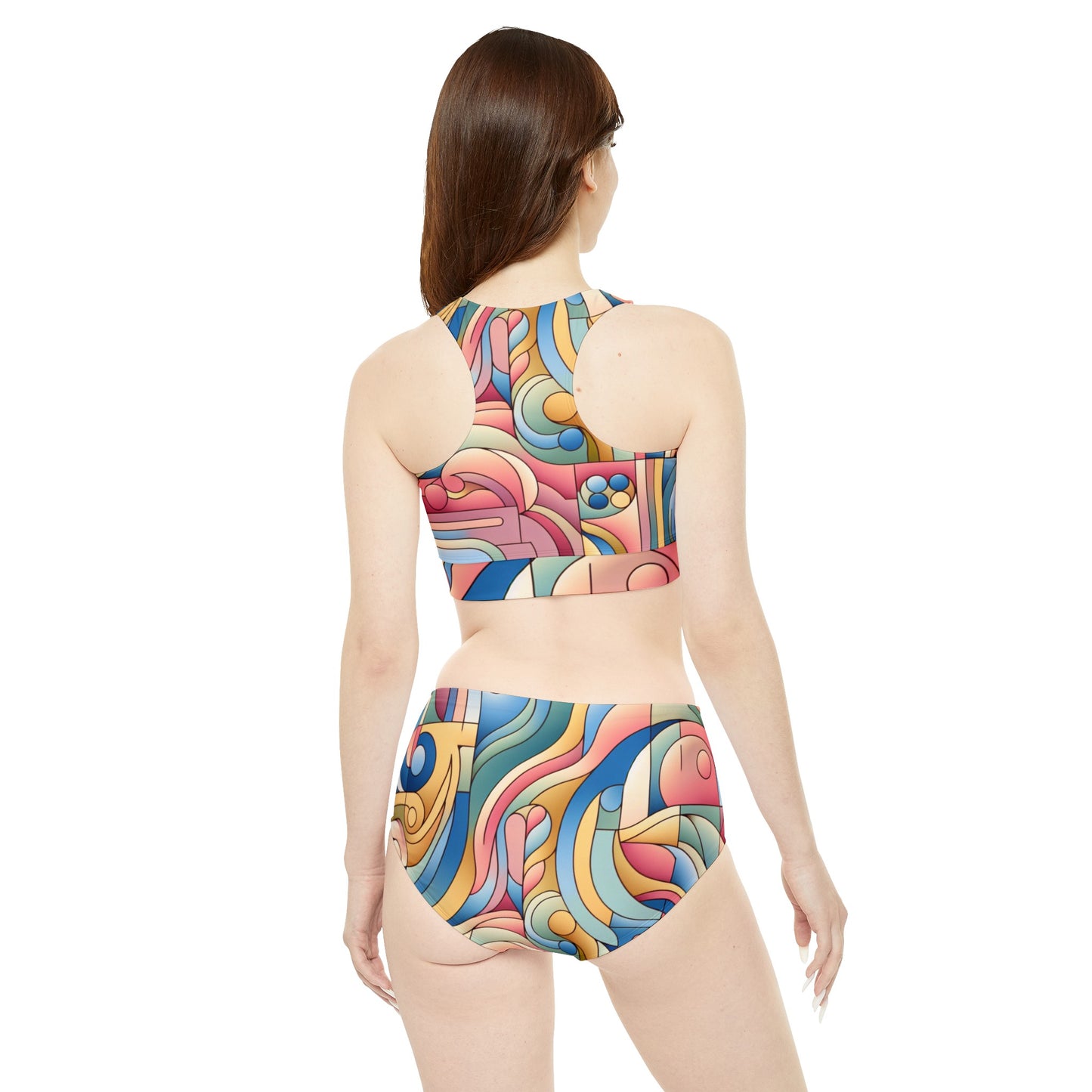 Dazzling Dreams Studio Women's Energetic Move Sporty Bikini Set showcasing a curve-hugging fit and durable fabric, ideal for confident beachwear elegance.