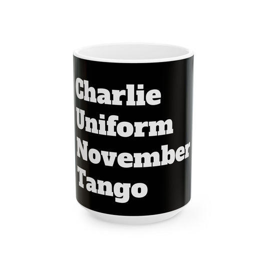 Close-up of Inappropriate Slogan Ceramic Mug with shiny gloss finish, perfect for morning coffee and adding humour to your day.