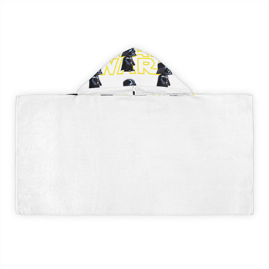 Star Wars Cute Darth Vader Hooded Towel for Kids showcasing the elegant design with a white terry cloth body and a stylish hood featuring a vibrant Darth Vader print, perfect for children's bath time.