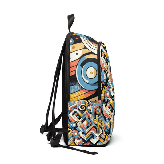 Stylish Neo-Luminary Fusion Backpack by Dazzling Dreams Studio featuring modern art design and abstract patterns, perfect for artistic expression.