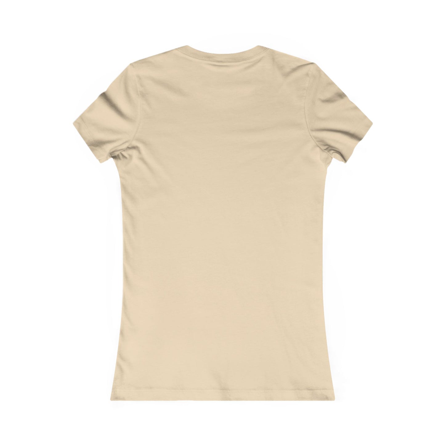 Refined back view of a luxury women's graphic cotton t-shirt in beige, ensuring both elegance and comfort in every wear.