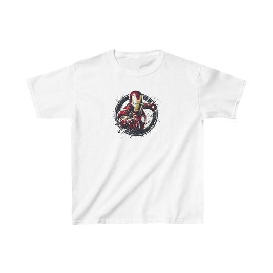 Child's Unleash Your Inner Hero: Iron Man Graphic Tee Shirt in white displaying the powerful Iron Man illustration, ideal for fans of all ages.
