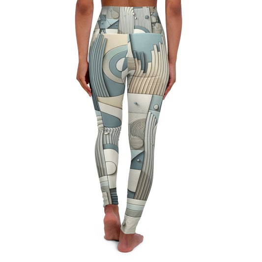 AthleVerve: Ignite Your Fitness Journey - Leggings featuring a contemporary abstract pattern in soothing colours, designed for fitness enthusiasts seeking elegance in activewear.