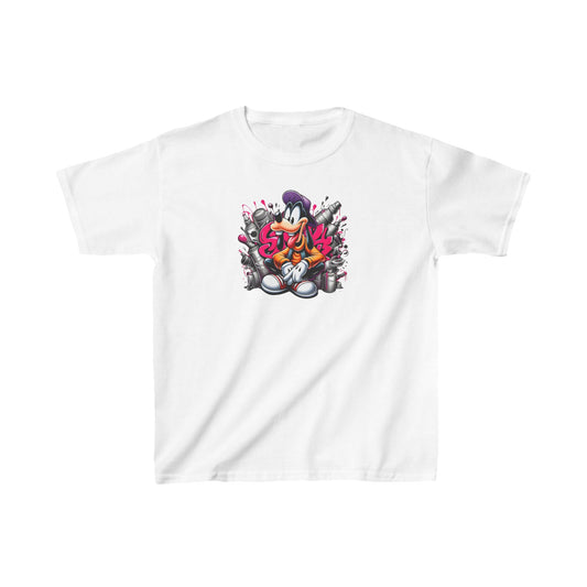 Childs Goofy Graffiti Vibe Unisex Graphic Tee Shirt Kids featuring vibrant graffiti art design of Goofy. Ideal for streetwear enthusiasts.