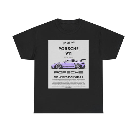 Luxurious Porsche 911 GT3 RS unisex t-shirt featuring a striking technical design, perfect for automotive enthusiasts seeking elegance and style.