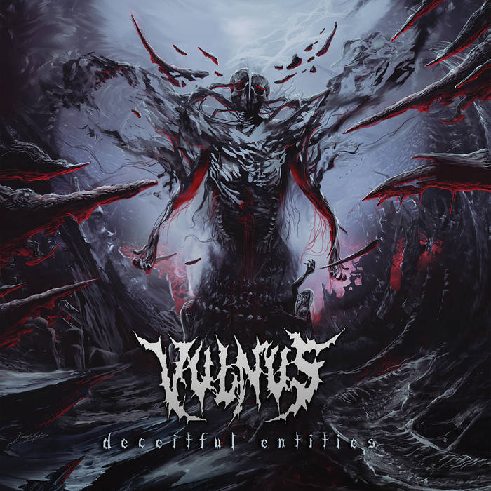 Vulnus - Deceitful Entities CD by Rancid Offal Records, showcasing the stunning album cover art and encapsulating the essence of death metal music.