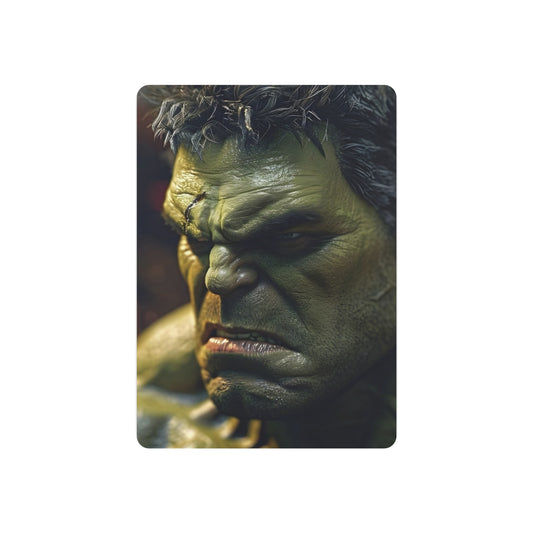 Marvel Hulk Metal Art Poster illustrating the powerful visage of the Hulk, capturing the essence of strength and artistry for exquisite wall decoration in upscale settings.