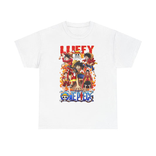 Luxury Epic 1 Piece Men's T-Shirt in white showcasing an eye-catching graphic design of iconic anime characters, perfect for discerning fans.