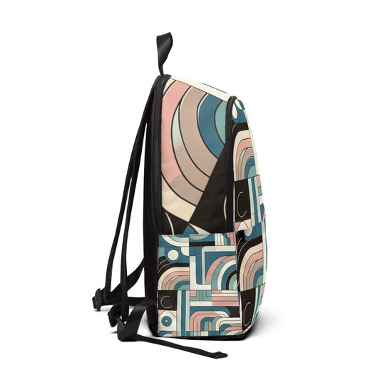 Pastel Elegance Modern Geometric Design Backpack by Dazzling Dreams Studio showcasing a chic blend of colours and intricate patterns, perfect for fashion-forward individuals.
