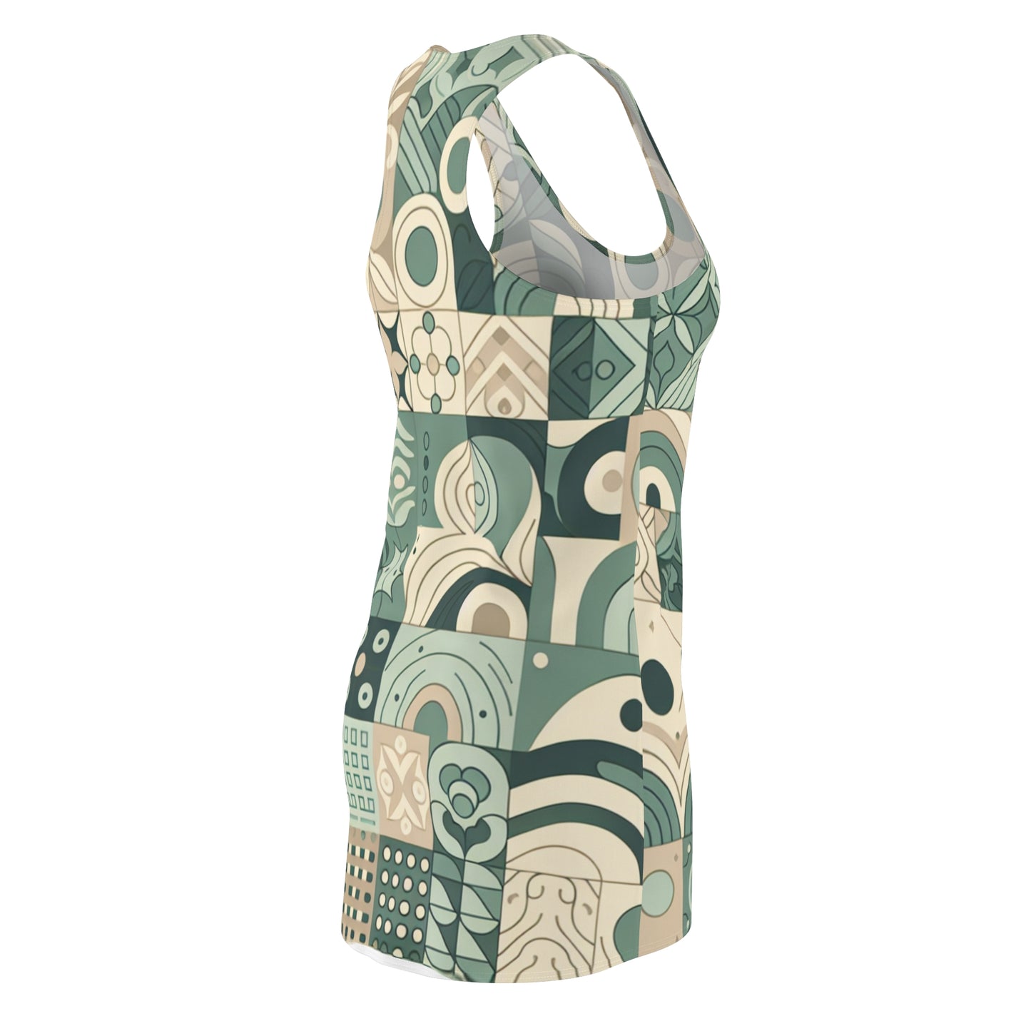 Close-up view of the luxurious fabric of the Aurelia Starling Racerback Dress from Dazzling Dreams Studio, illustrating its soft texture and breathable quality.