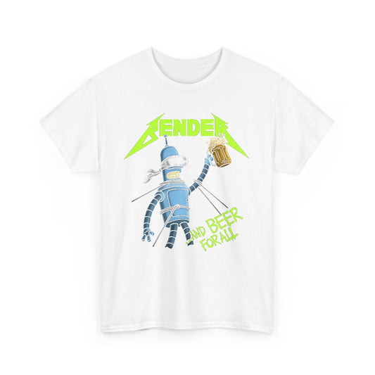 Stylish Bender And Beer For All Funny Graphic Unisex T-Shirt showcasing Bender with a beer mug, designed for both men and women who appreciate humorous and unique graphic tees.