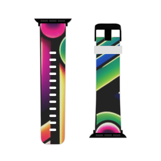 DesignVista Modern Neon Geometric Apple Watch Band in vibrant colours, showcasing an exquisite blend of geometric shapes, ideal for luxury style enthusiasts.