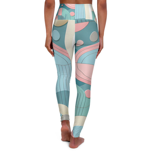 Close-up view of the lightweight fabric of Modern Pastel Pattern Leggings by Dazzling Dreams Studio, emphasising comfort and flexibility tailored for activewear and casual outings.