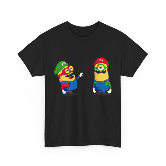 Minions Plumber Brothers Unisex Men’s Women’s Graphic T Shirt Tee displaying the iconic Minions in bright costumes, ideal for adding a funny twist to any casual outfit. A must-have T Shirt for Minions enthusiasts.