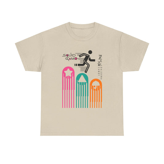 Elegant Squid Game-inspired unisex T-shirt showcasing a unique graphic design, ideal for those who appreciate contemporary fashion statements.