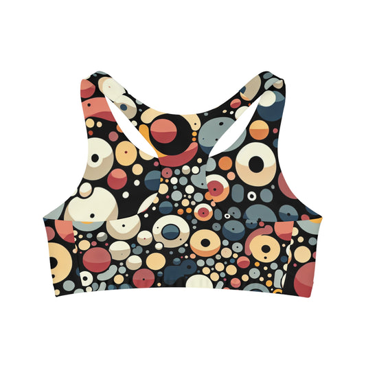 Reverse view of the Emerson Belleau Stylish Sports Bra with an elegant blob print design, exemplifying high support and sophistication in activewear.