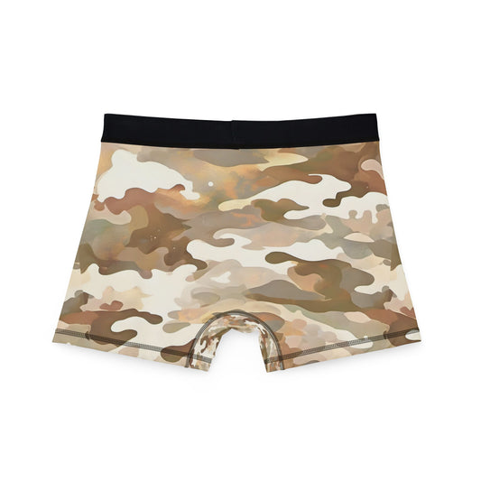 Back view of Dessert Camouflage Men's Boxers highlighting the unique sweet treat camouflage pattern, designed for luxury and comfort in men's underwear.