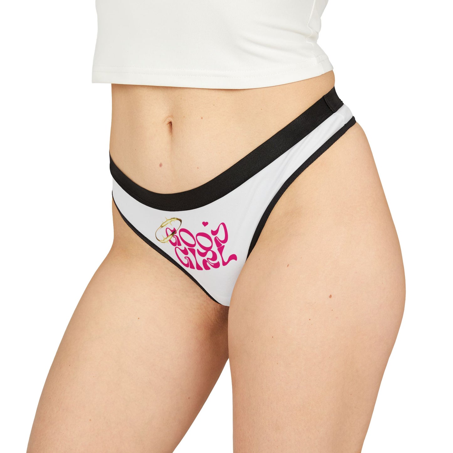 Stylish model showcasing the 'Good Girl' thong panty, accentuating curves and elegance, perfect for confident women.