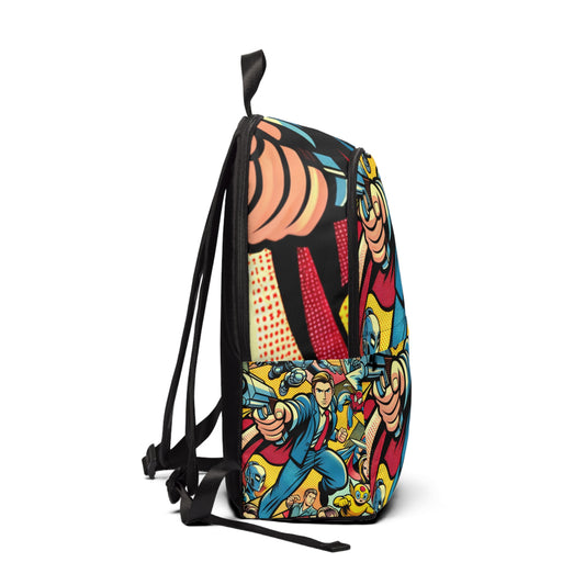 Dynamic Vibrant Pop Art Backpack by Dazzling Dreams Studio featuring a stunning cartoon-inspired design with bold colours and playful motifs, perfect for fashion-forward individuals.