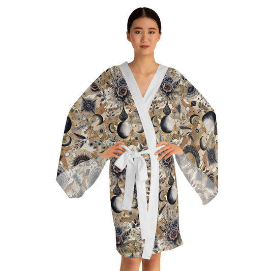 Floral Kimono Robe with a chic white belt, designed for stylish comfort. A luxurious women's robe perfect for enhancing your loungewear collection.