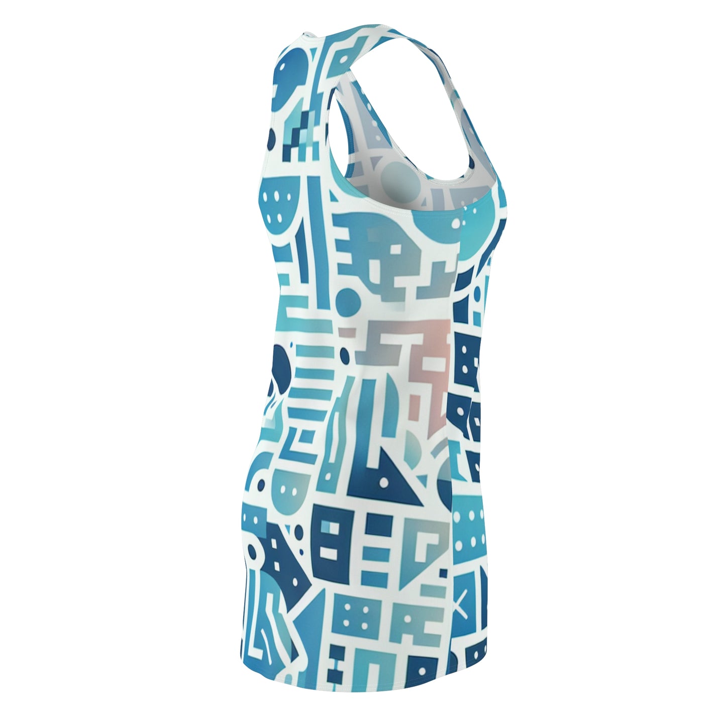 Back view of the Elara Sinclair Racerback Dress featuring the refined design by Dazzling Dreams Studio, perfect for a statement look with its artistic elements.