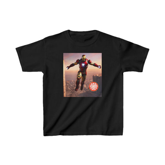 Luxury Kids Iron Man Heavy Cotton T-Shirt in black colour showcasing iconic Hulk graphic, ideal for young Marvel fans.