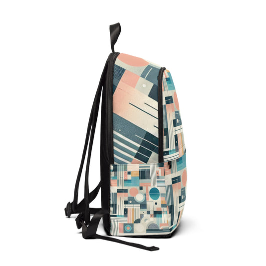 Artistic Pastel Backpack from Dazzling Dreams Studio: Side view showcasing its unique abstract design and padded shoulder straps, perfect for a luxurious and practical carry.