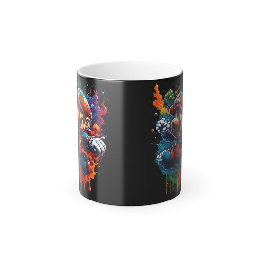 Elegant 11oz Colour Morphing Mug for Gamers featuring vibrant thermal changing game character design, showcasing vivid art that transforms with heat.