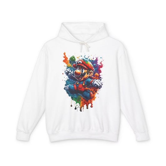 Unisex Computer Game Graphic Lightweight Hooded Sweatshirt Cotton featuring a vibrant graphic design of a gaming character on a white background, perfect for stylish gamers.