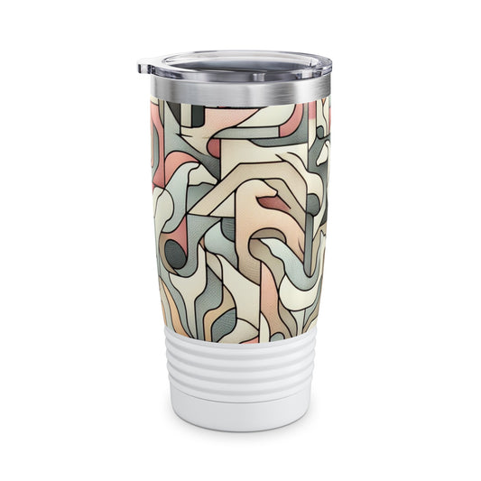 Elegant side view of the Pastel Panorama Visions 20 Oz Double Wall Insulated Stainless Steel Tumbler with Lid, highlighting its durable stainless steel construction.