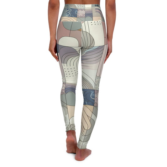 Back view of Abstract Pastel Leggings from Dazzling Dreams Studio, highlighting the unique abstract patterns and luxurious comfort, perfect for fashion-forward individuals.