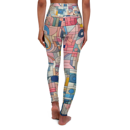 Elegant Pastel Geometric Leggings by Dazzling Dreams Studio, featuring unique geometric patterns and vibrant colours, perfect for versatile styling.