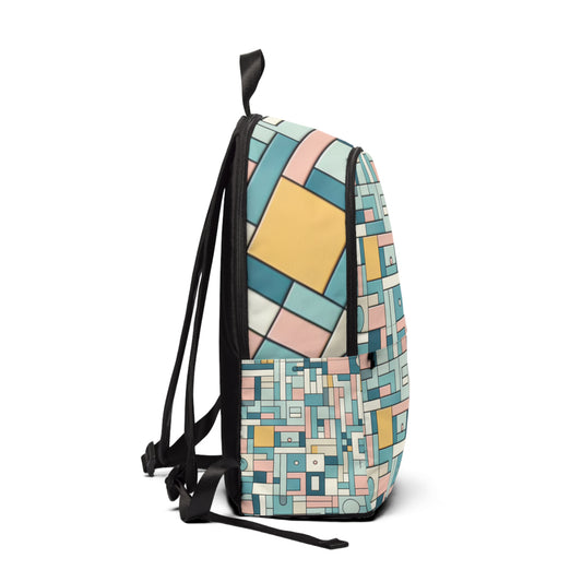 Spacious and chic Geometric Pattern Pastel Backpack from Dazzling Dreams Studio, featuring intricate geometric elements and designed for both fashion and utility.