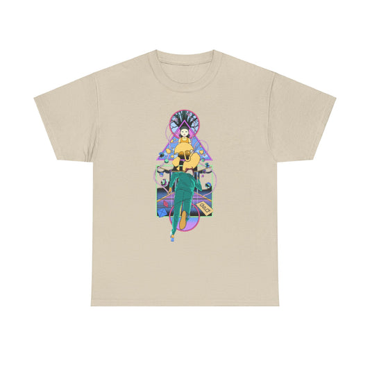 Stylish unisex cotton tee displaying a striking Squid Game-themed graphic, perfect for making a bold statement in casual fashion. This piece combines comfort with artistic expression.