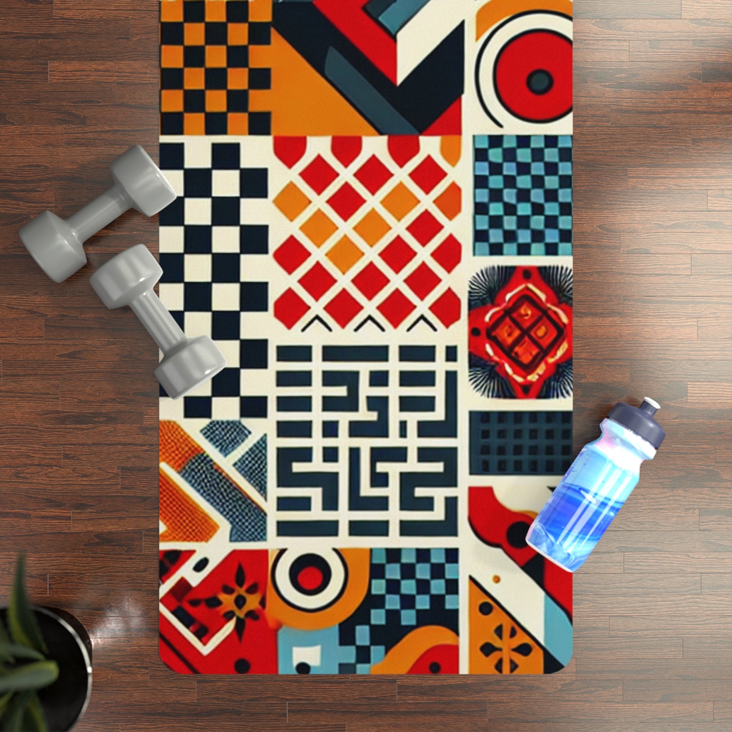 Elara Stirling Vibrant Yoga Mat by Dazzling Dreams Studio, highlighting its organic shapes and vibrant colours, ideal for yoga enthusiasts seeking a stylish workout experience.