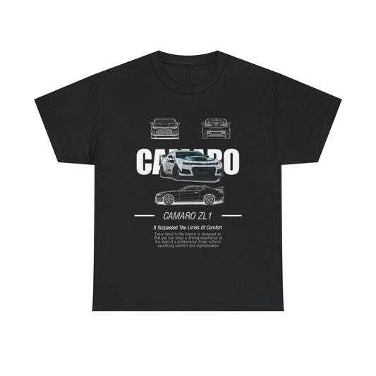 Men's Camaro ZL1 T-Shirt showcasing a sleek performance car design, ideal for auto enthusiasts who appreciate luxury and style.
