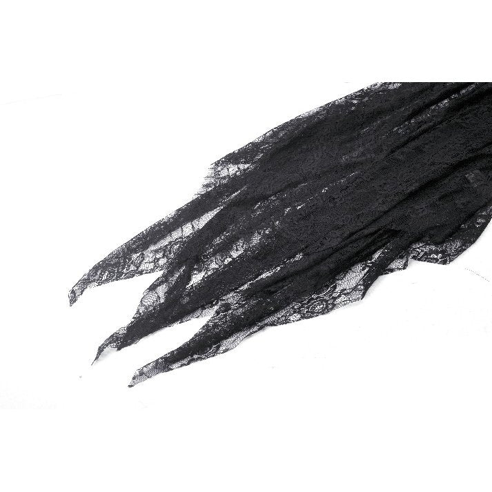 Styled shot of the Carys Gothic dress on display, highlighting the sophisticated rhinestone details and exquisite lace fabric.