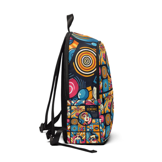 Chic and spacious interior of the Fusion Simplicity Pop Art Canvas Backpack by Dazzling Dreams Studio, ideal for storing essentials with organised compartments.