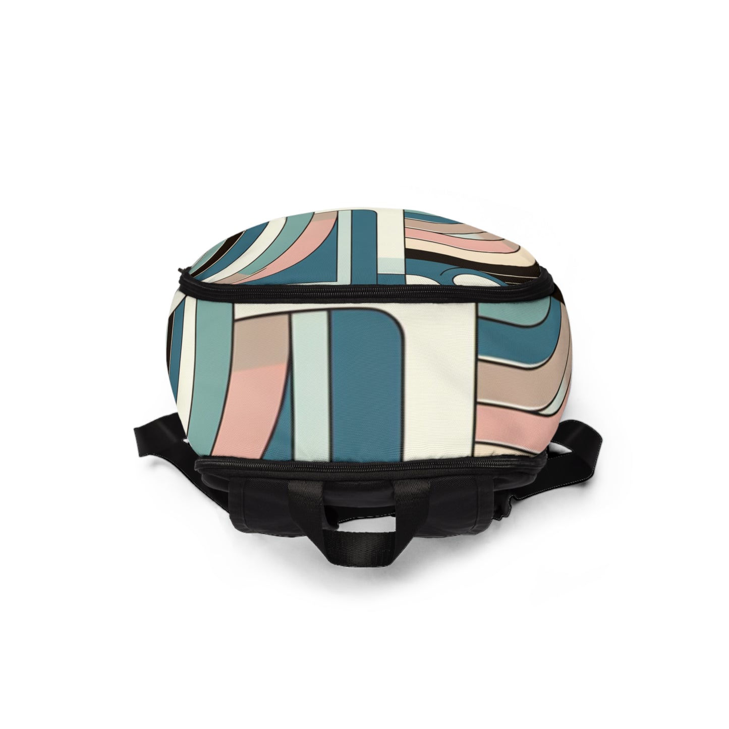 Fashion model carrying the Pastel Elegance Backpack by Dazzling Dreams Studio in an urban setting, exemplifying stylish practicality and modern luxury.