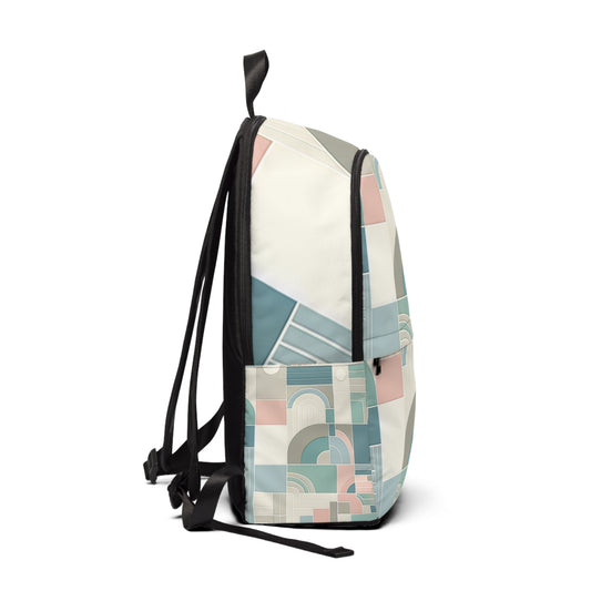Modern Abstract Pastel Backpack showcasing a stunning abstract pattern in soft pastel hues, designed by Dazzling Dreams Studio, perfect for contemporary fashion enthusiasts.