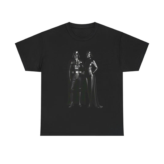 Mr + Mrs Vader Star Wars Unisex Mens Graphic Cotton Funny T Shirt Tee Vintage featuring a striking design of a classic Sith duo.