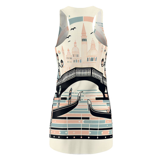 Valentina Rhapsody Venice Dress - Pastel Patterned Racerback showcasing the serene charm of Venice with its intricate pastel designs inspired by canals and gondolas.