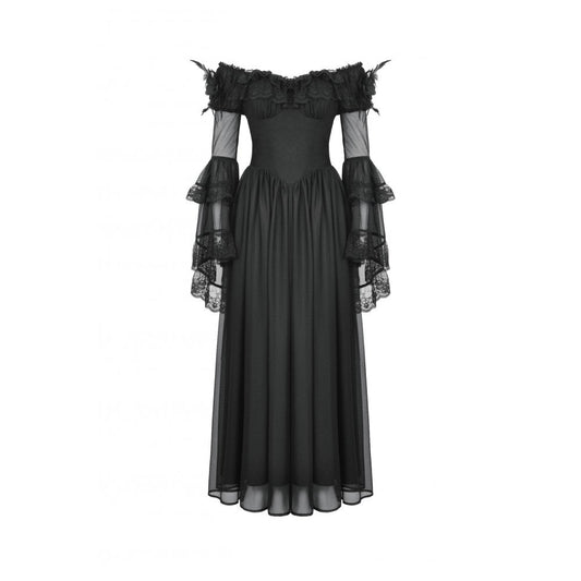 Close-up of the intricate lace trim on the Dark in Love Millicent Black Tulle Dress, highlighting the luxurious craftsmanship.